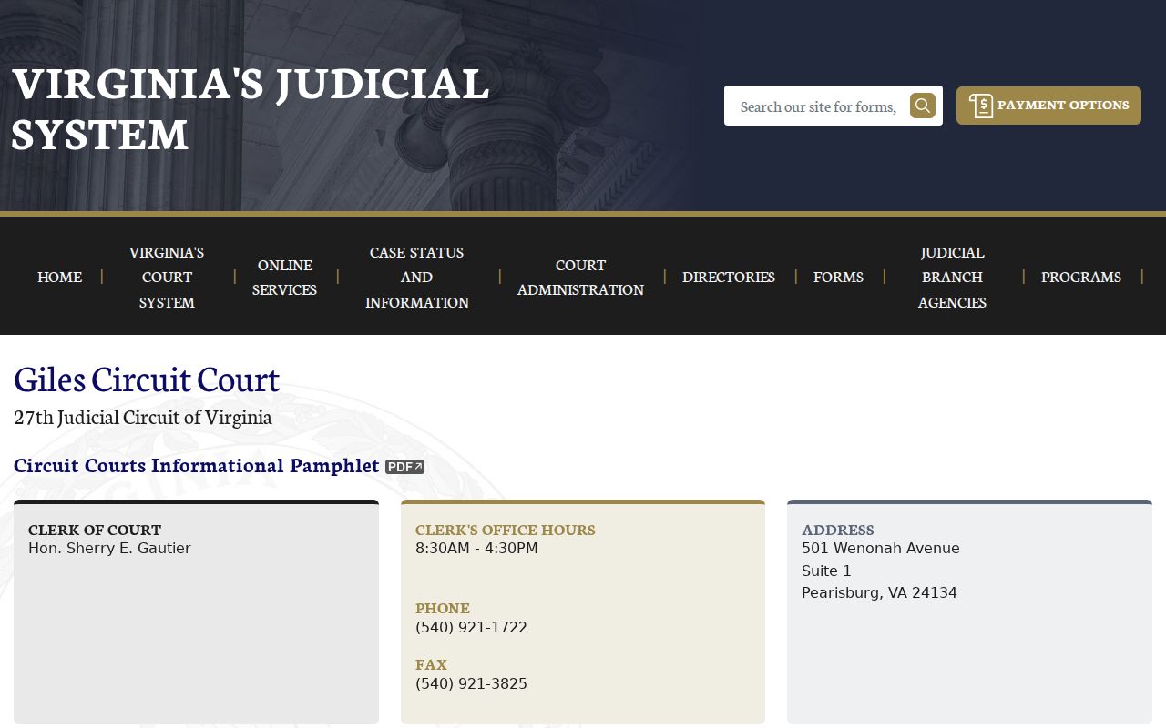 Giles County arrest warrant court route through the Circuit Court