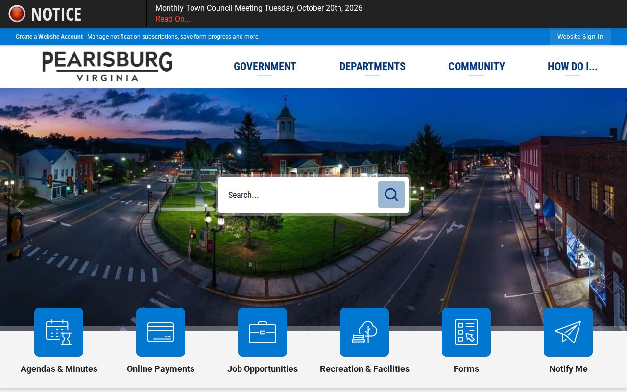 Pearisburg warrant records town-government contact route