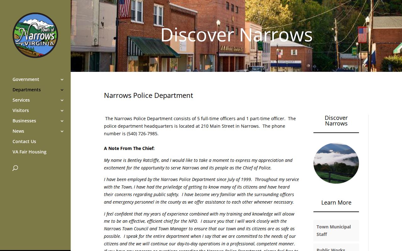Narrows warrant records police contact page